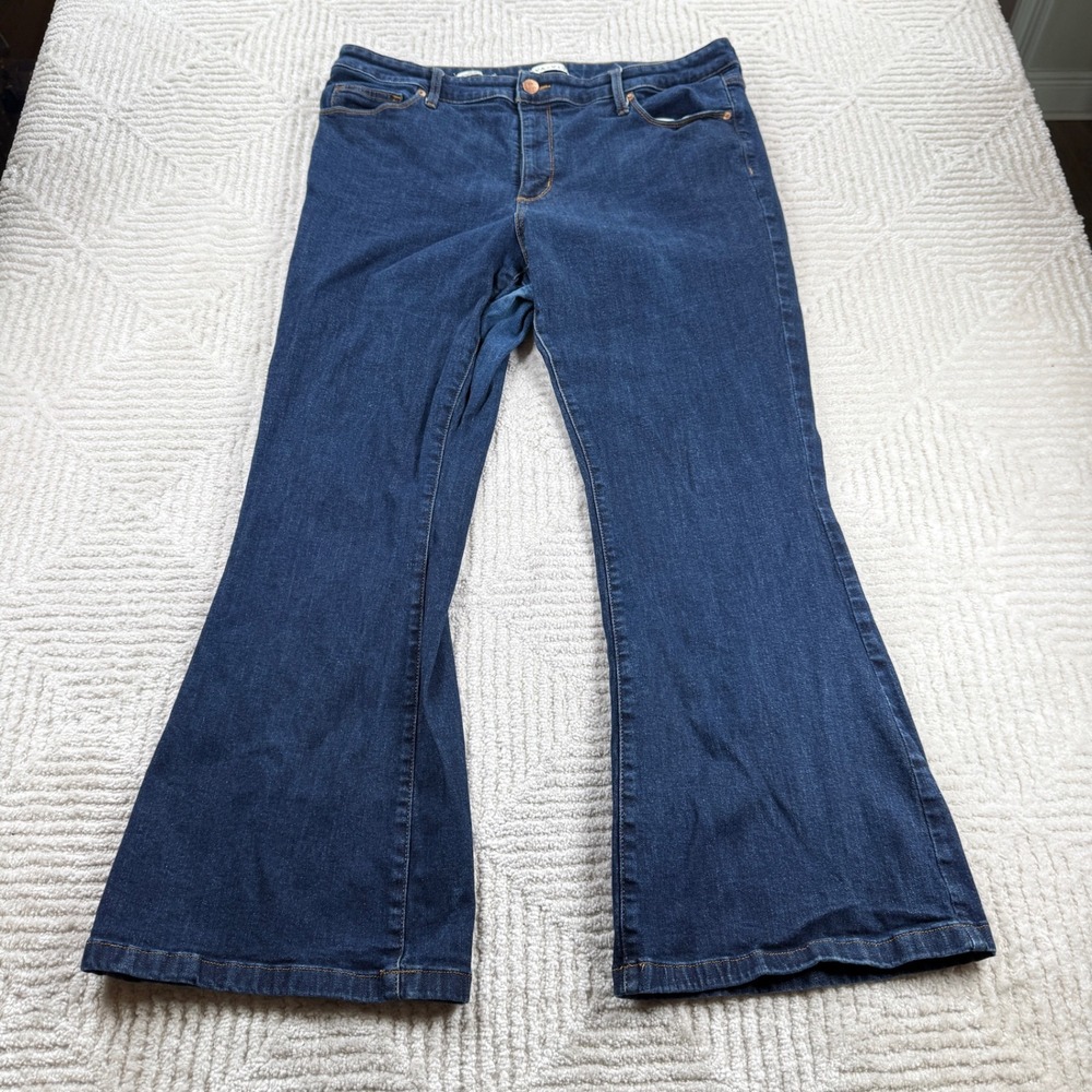 Ava & Viv High Rise Flare Jeans Women's 18 Dark Wash Blue Boho Retro Wide Leg